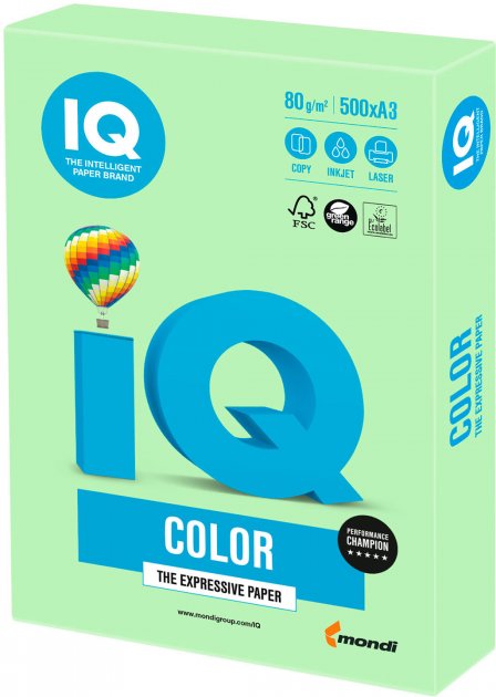 Папір IQ COLOR A3 80 Г/М2 500 аркушів зелений(9003974402727)